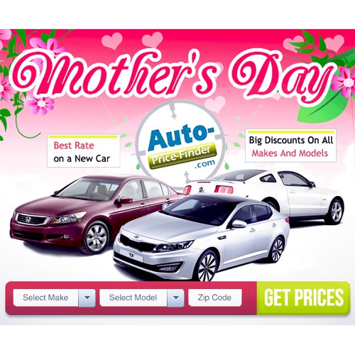 An exciting automotive company needs a new Mother's Day banner ad