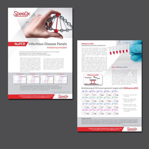 professional 2-sided A4 flyer for an emerging bio-tech company