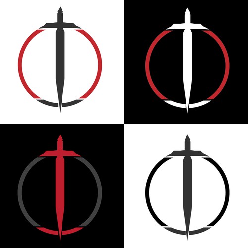 Sword in a circle design for a software engineering company.