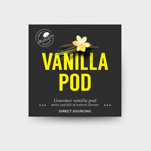 Label concept for a vanilla pod 