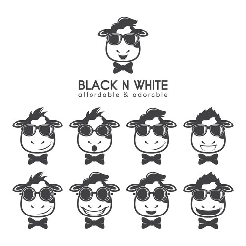 Black n White logo with cow theme