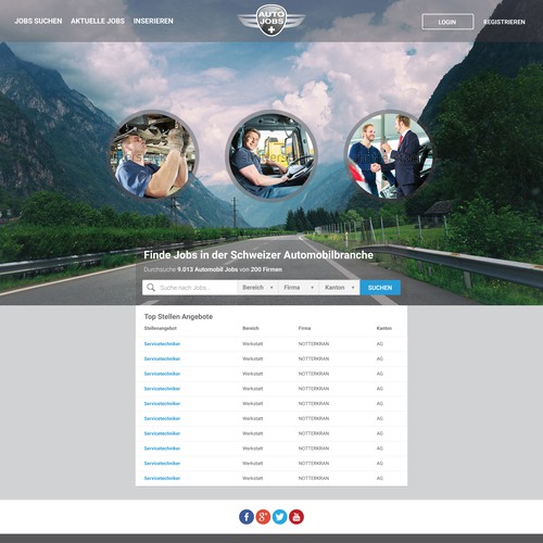 Homepage Concept for Job Automobile Job Market Site