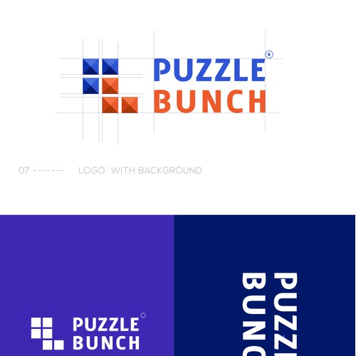  P and B letter based puzzle icon concept