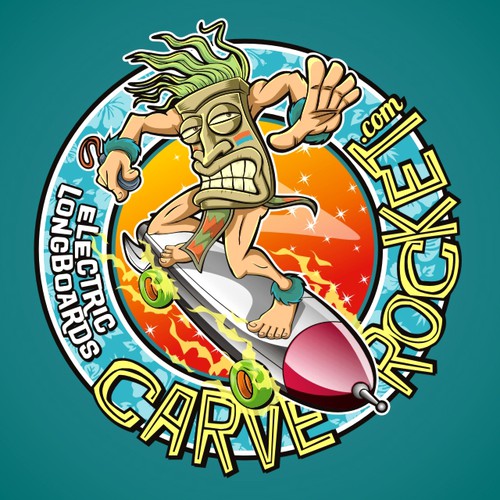 Retro Logo for ELECTRIC SKATEBOARD - CARVEROCKET