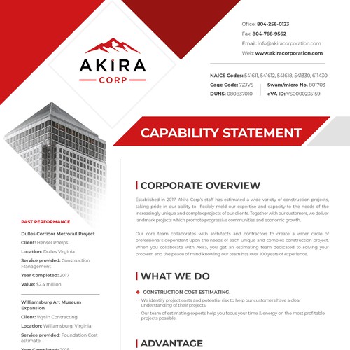 AkiraCorp Capability Statement design