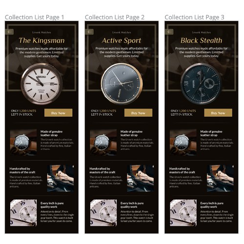 Luxury Watch template design and development