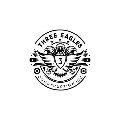 Three Eagles Construction in Logo