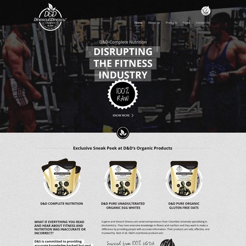 Create a capturing website for the first USDA approved Organic Nutritional Company