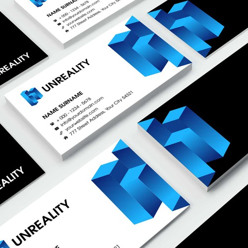 Logo and business card for an Augmented & Virtual Reality startup