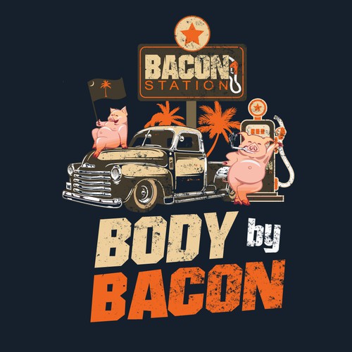 Create a design for the slogan Body by Bacon