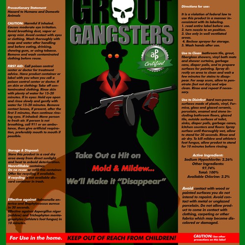 Design The Label For Grout Gangster - Take Out a Hit On Mold & Mildew