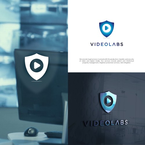 Create a professional, sophisticated design for a legal services company, VideoLabs, Inc.