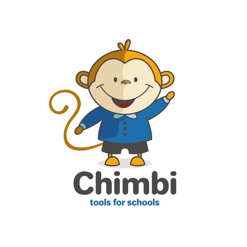 Playful monkey logo for school app
