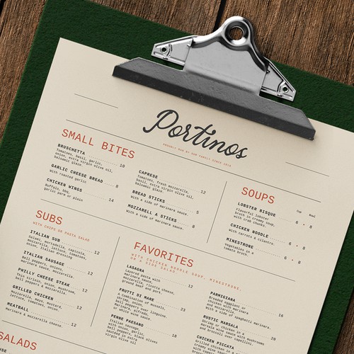 Design Italian Restaurant Menu