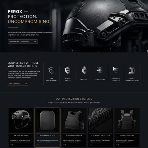 Website design for a Swiss protection brand