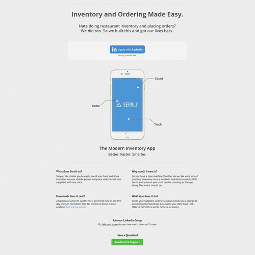 Create a sizzling landing page to sign up chefs & restaurateurs from LinkedIn PPC advertising