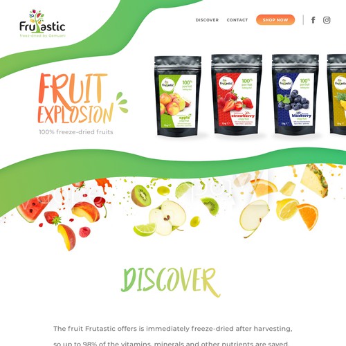 Freeze-dried fruits landing page concept
