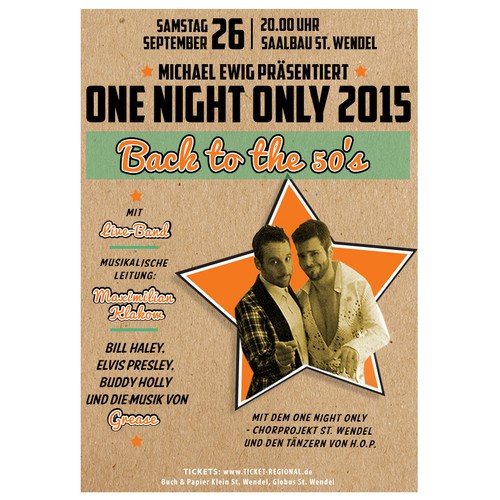 Poster & Flyer Design to attract a "Rock `n´ Roll / Back to the 50`s"- Event