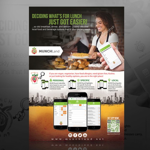 Design an eye catching postcard for an app in the the food conscious industry