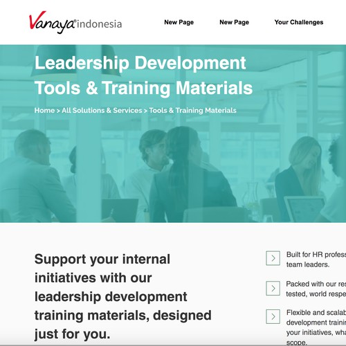 Simple looking website with various educational products behind it.