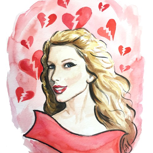 Watercolor Illustration of Taylor Swift