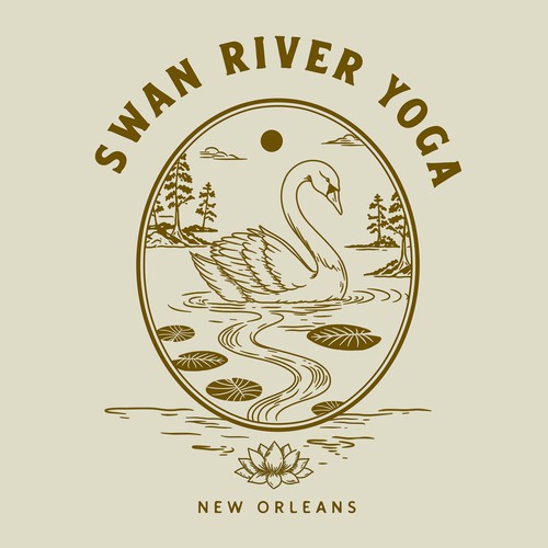 Swan River Yoga Illustrated T-shirt Design