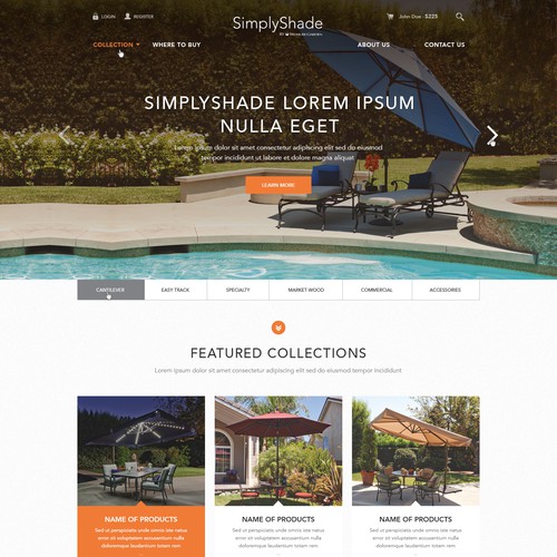 Unique, High-End HOMEPAGE Design for Outdoor Furniture Brand