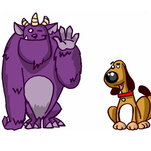 monster and dog handrawing