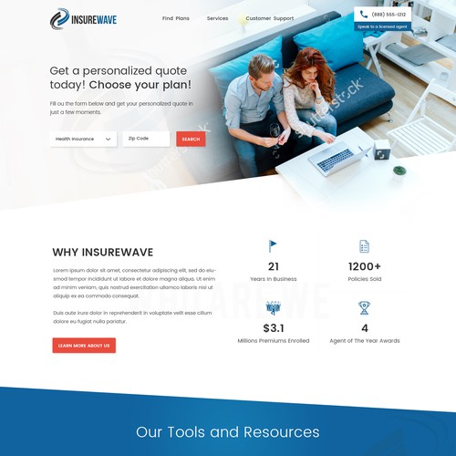 Insurance landing page