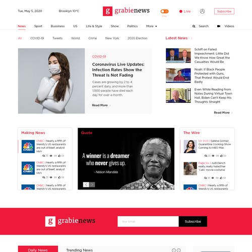 Web page for News agency