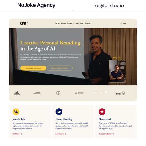 CPB Lab, Jürgen Salenbacher — Custom Figma Design & Squarespace Implementation by NoJoke Agency