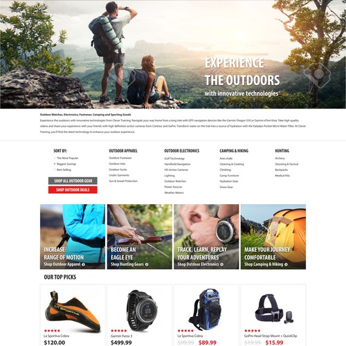 Outdoor Category Landing Page for eCommerce Retailer