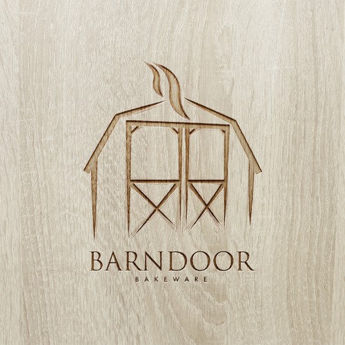 Create a "cool rustic" styled logo of a Barn Door for Barn Door Bakeware Logo