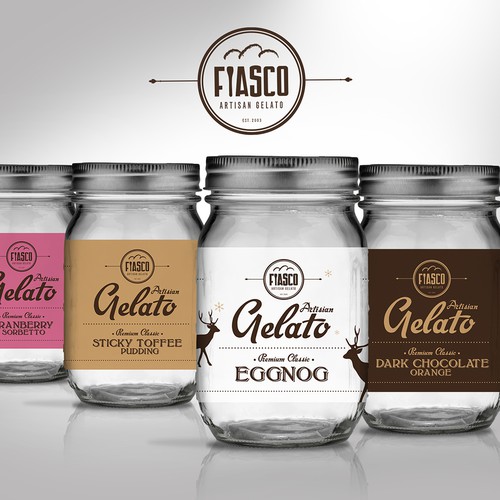 Holiday Mason Jar packaging for Fiasco Artisan Gelato