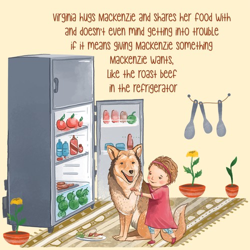 Childern Book little girl love her family Dog