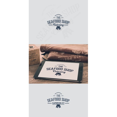 Create a refined version of our fish market logo but for catering co.Something vintage, simple with nautical theme