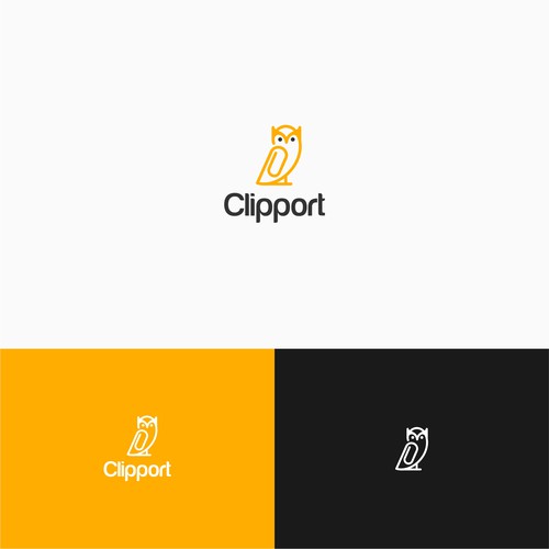 clip owl simple logo concept for clipport