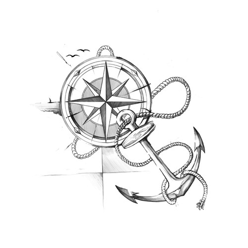 Compass and Anchor Tattoo