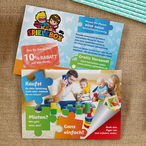 Kreativer Flyer für Kinder und Eltern -> Spieleabo_2