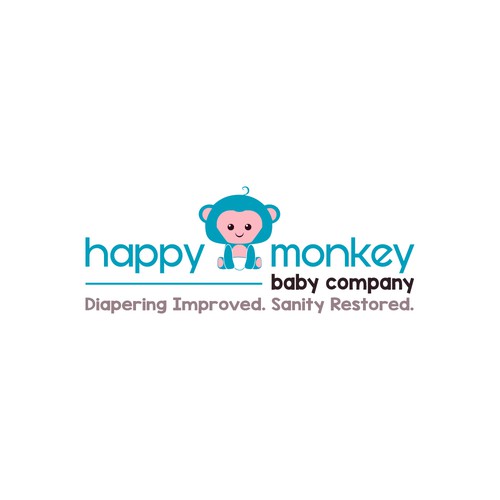 Cute Diapers Logo for Happy Monkey