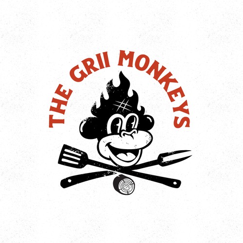 Fun, energetic monkey mascot for a grilling business