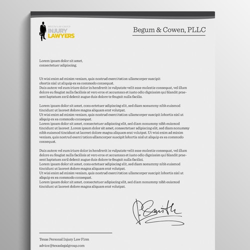 Letterhead for law firm