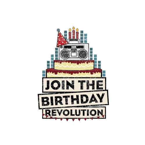 Russian revolution poster themed birthday logo