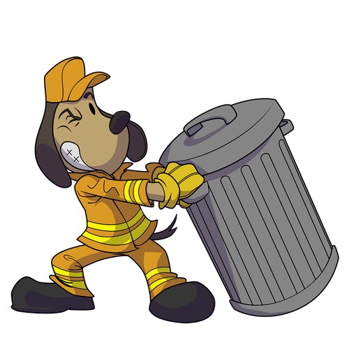 Dog with trashcan 01