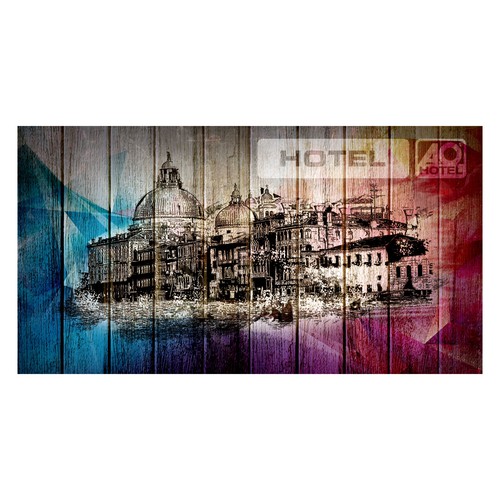 Create an abstract/wild/trendy illustration for a hotel room in Venice, Italy!