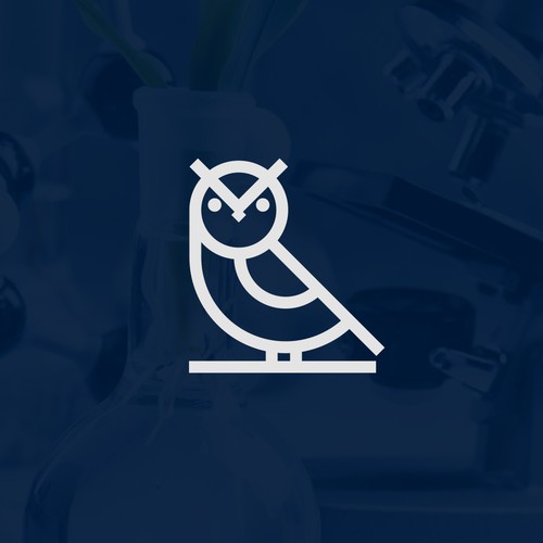 Logo simple owl for biotechnology company