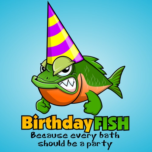 Create a  fishy mascot for Birthday Fish Bath Products