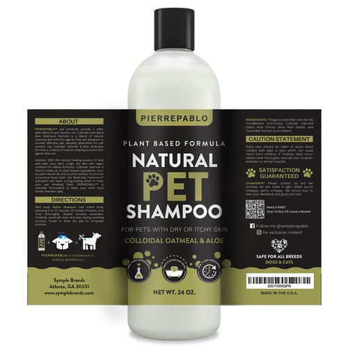 Natural Oatmeal Dog Shampoo product label