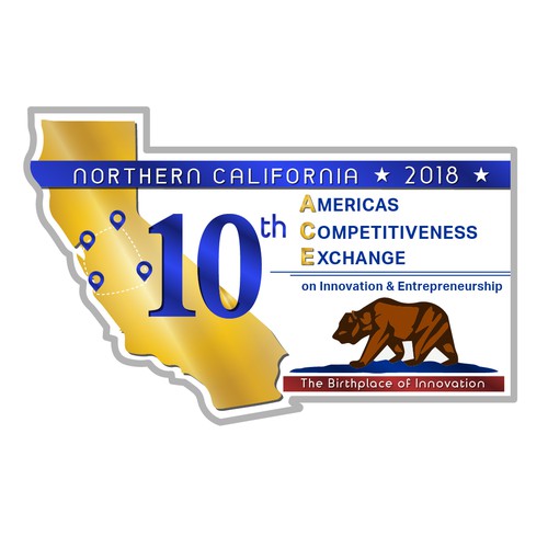 Blue and Gold logo contest winner for the Americas Competitiveness Exchange in California 2018