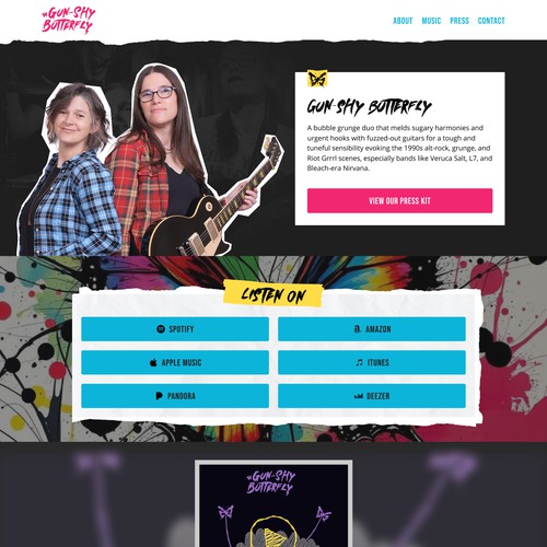 Homepage for Bubble Grunge Band